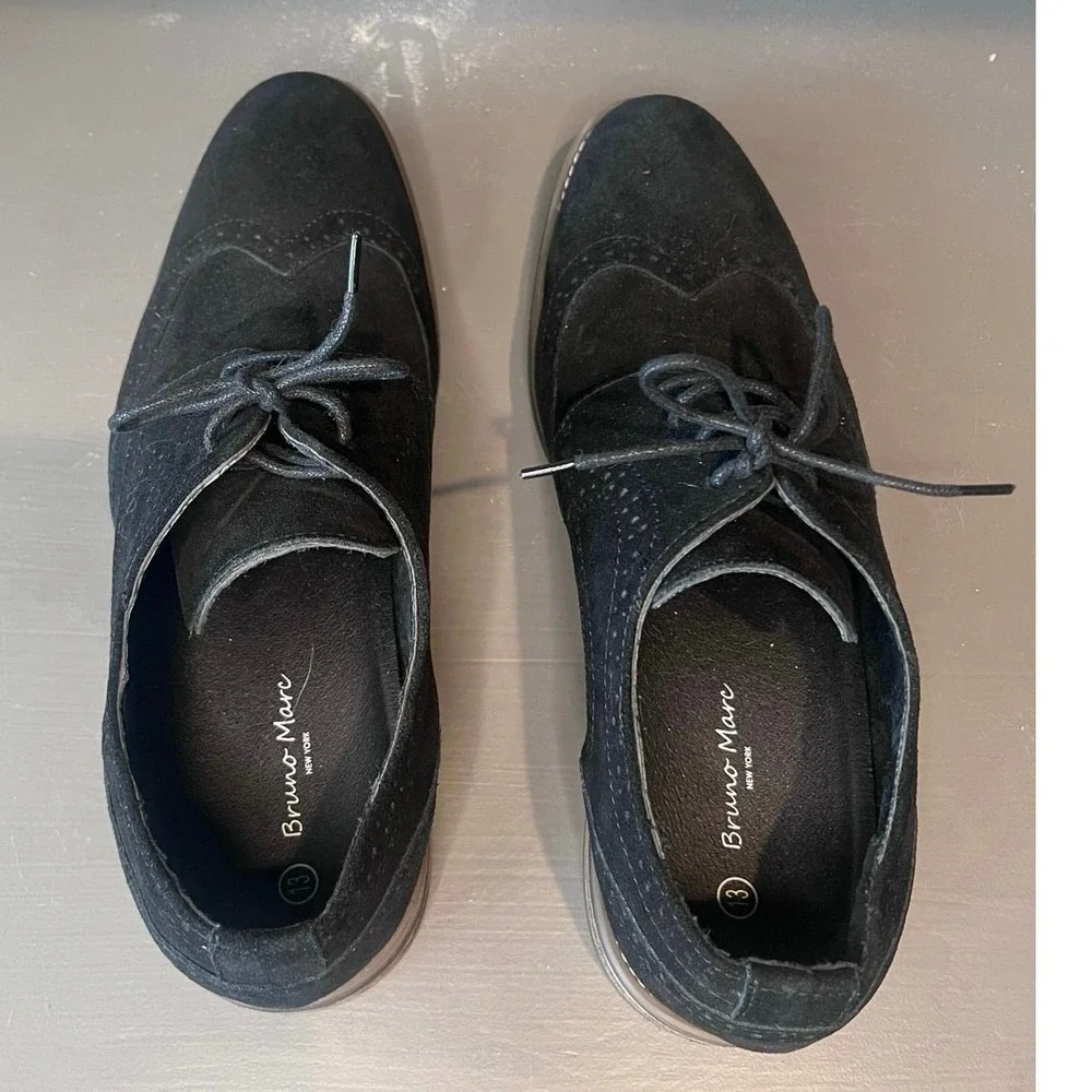 Bruno Marc Urban Black‎ Suede Brogue Oxford Dress Shoes Sz 13 Classic Business
